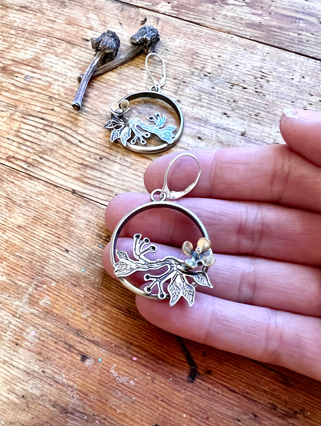 Sterling silver earrings with handmade stamped design
