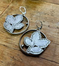 Load image into Gallery viewer, Sterling silver earrings with leaf impression
