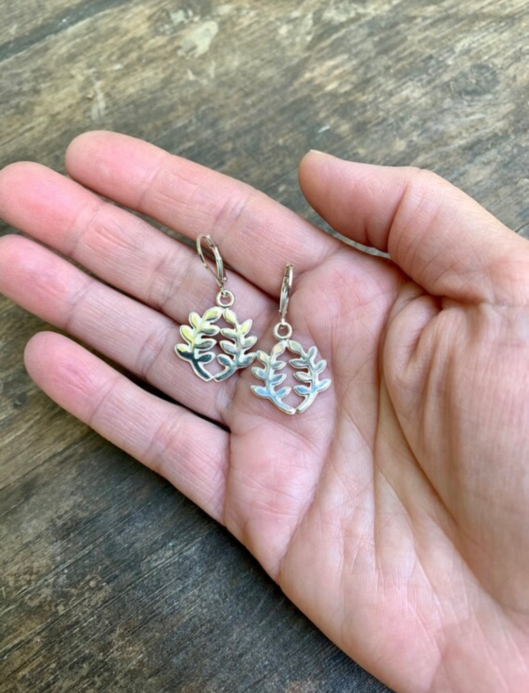 Sterling Silver leaf branch earrings
